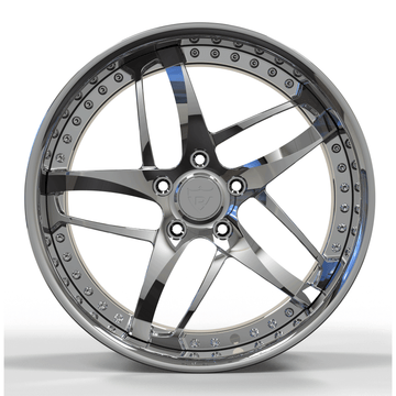 Side profile of DC36D deep dish chrome forged wheel for Corvette and vintage cars